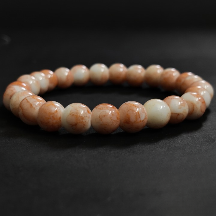 Peach Stone Bead Bracelet