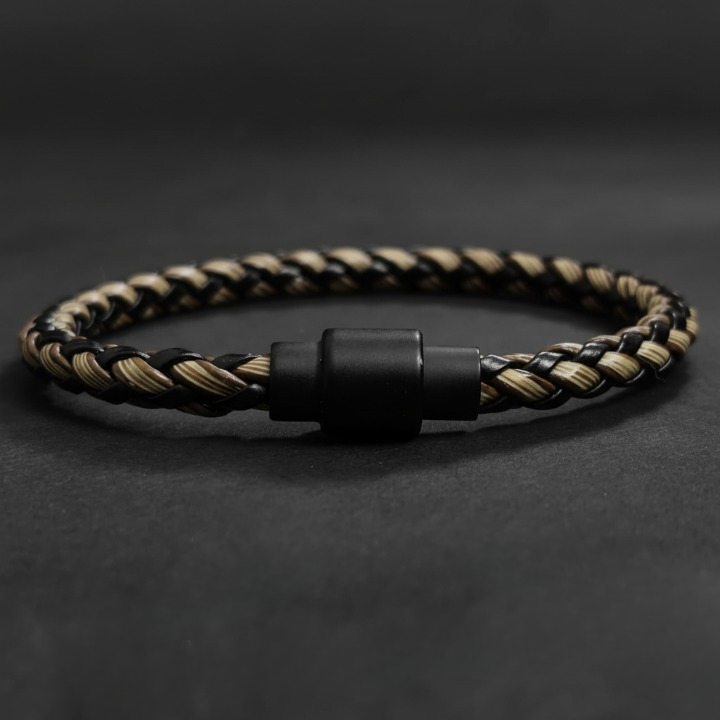 Two-Tone Braided Leather Bracelet