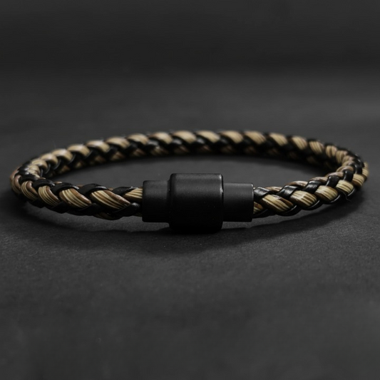 Two-Tone Braided Leather Bracelet