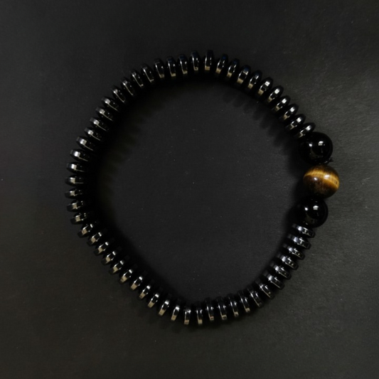 Tiger's Eye and Spaced Hematite Bracelet.