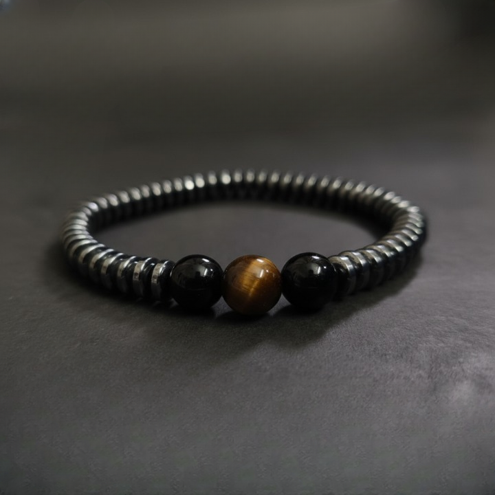 Tiger's Eye and Spaced Hematite Bracelet.
