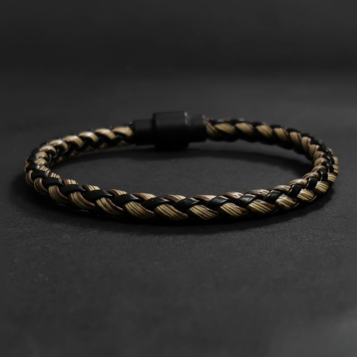 Two-Tone Braided Leather Bracelet